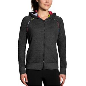 Brooks Running Revival hoodie mesh hood grey size S Guc